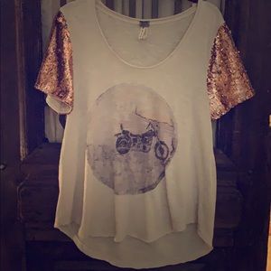 Free People oversized top with sequined arms
